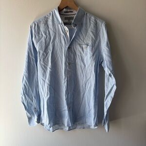 Ted Baker Light Blue Linen Blend Button Down‎ shirt Sz 3/USL
